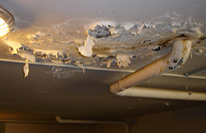 Water damage to soffit of residential building